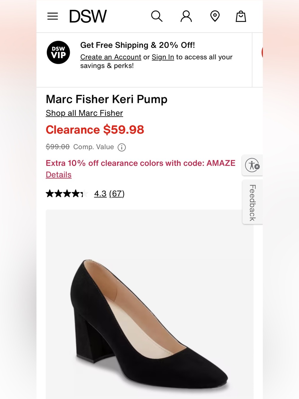 Marc Fisher Black Suede Keri Pump Pointed Toe Block Heel Stylish Pumps Women’s 9 - Picture 8 of 8
